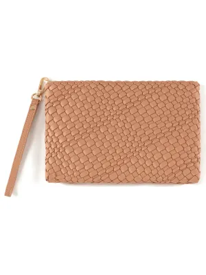 SHI Blythe Woven Zip Wristlet in Almond