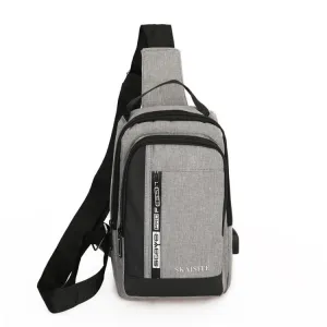 SKAISITE Men Outdoor Crossbody Bag Sports Leisure Large-Capacity Chest Bag(2-Gray)