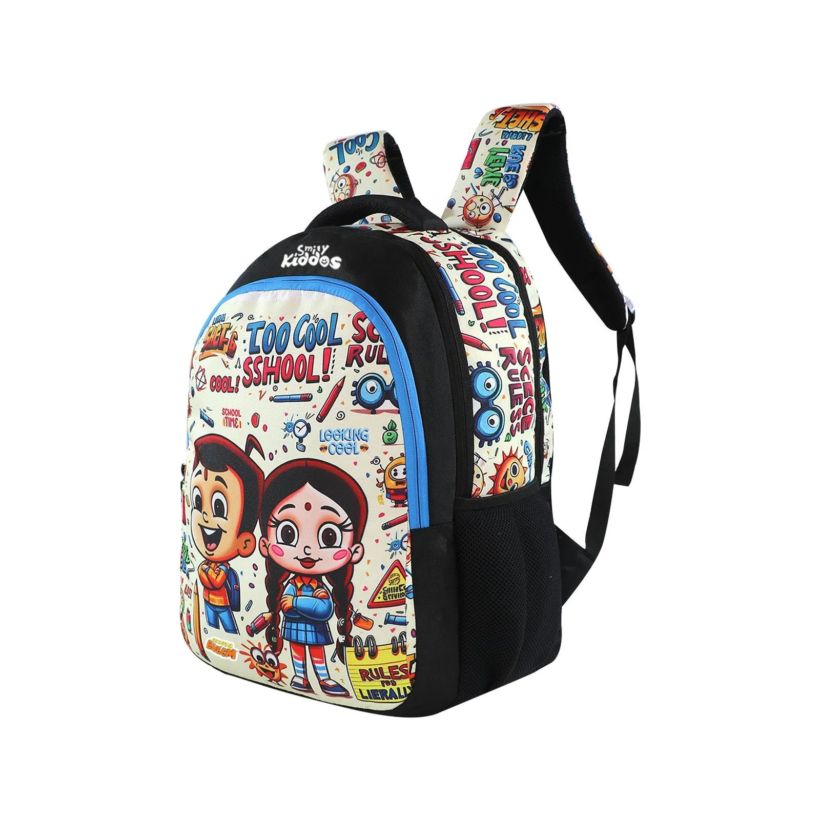 Smily Kiddos - Licensed Chhota Bheem Junior Backpack Too Cool III -Black & T Blue