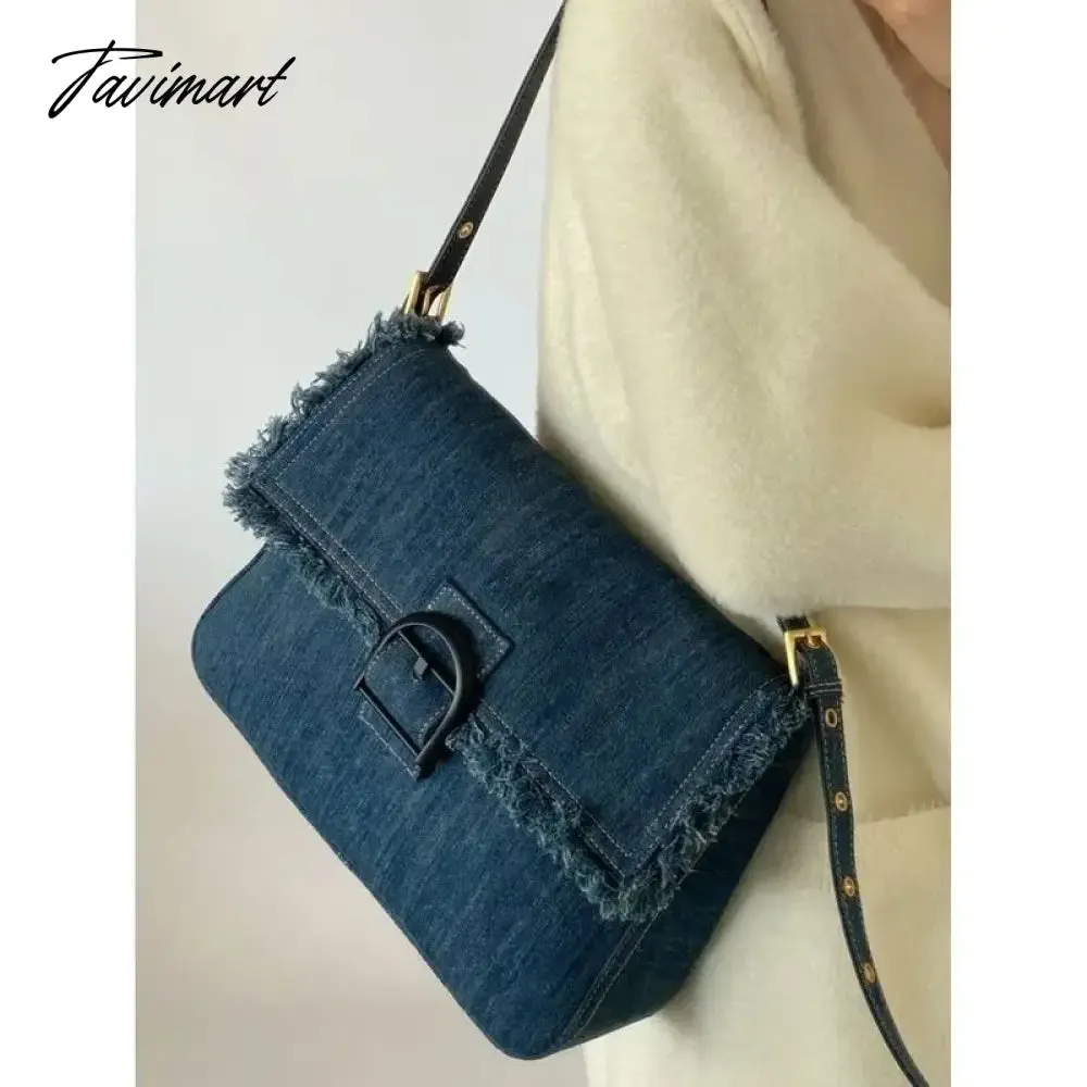 TAVIMART  2024 New Denim Blue Crossbody Bags Simple Solid Canvas Shoulder Bags for Women High-capacity Office Lady Pack Bolsos сумки