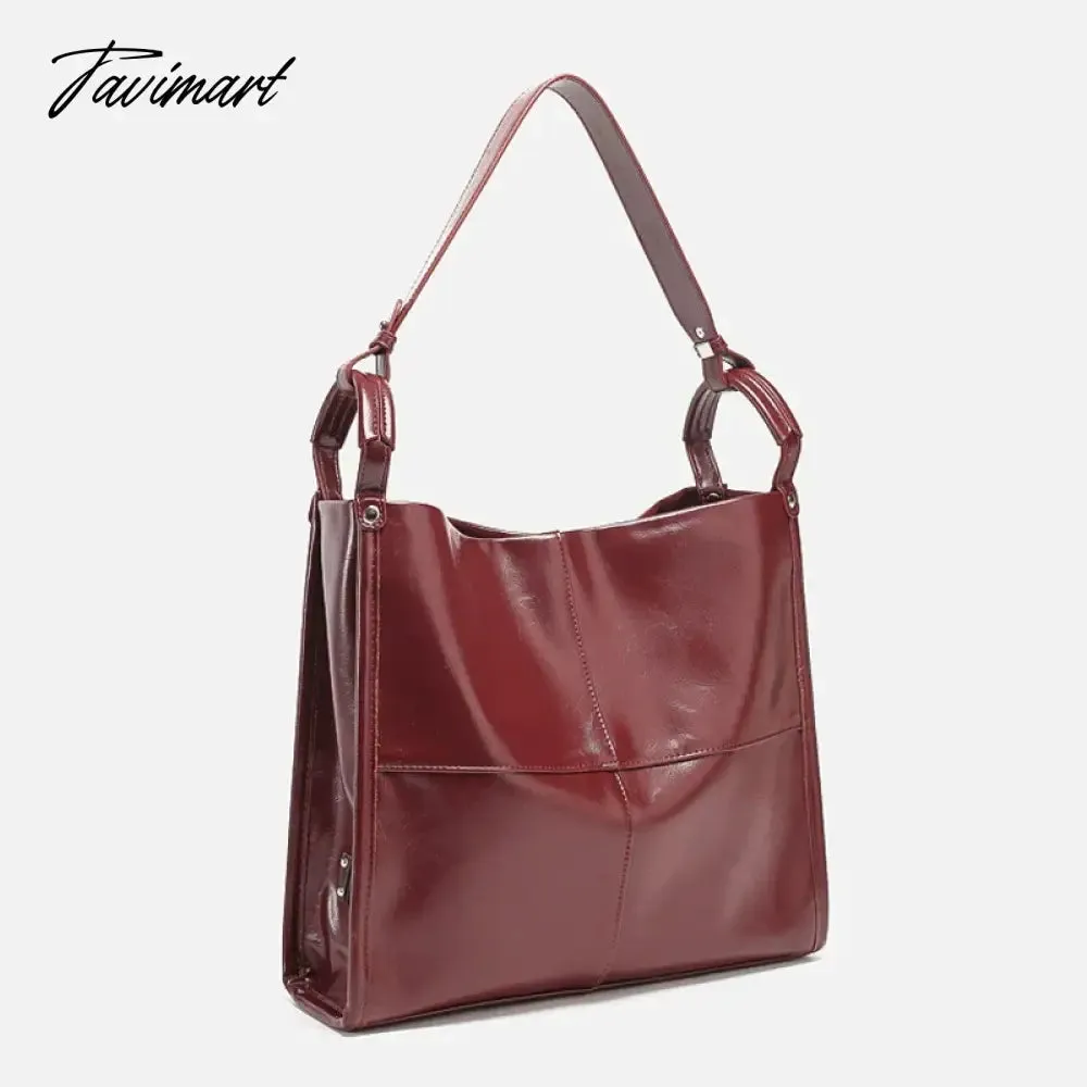 Tavimart Korean Vintage Tote Bag For Women Luxury Designer Handbag Purses 2024 New In PU Oil Wax Leather Sequined Large Capacity Shoulder