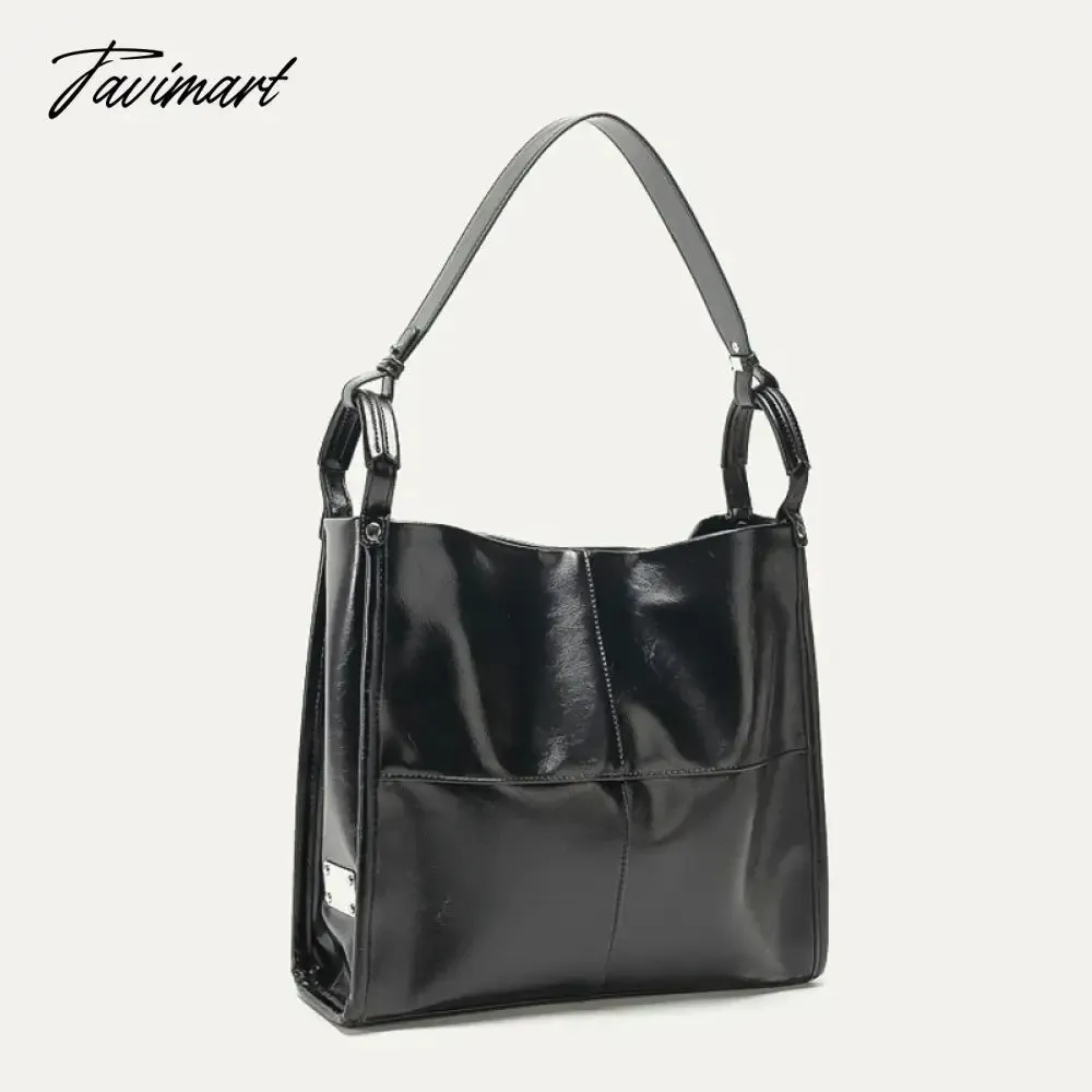 Tavimart Korean Vintage Tote Bag For Women Luxury Designer Handbag Purses 2024 New In PU Oil Wax Leather Sequined Large Capacity Shoulder