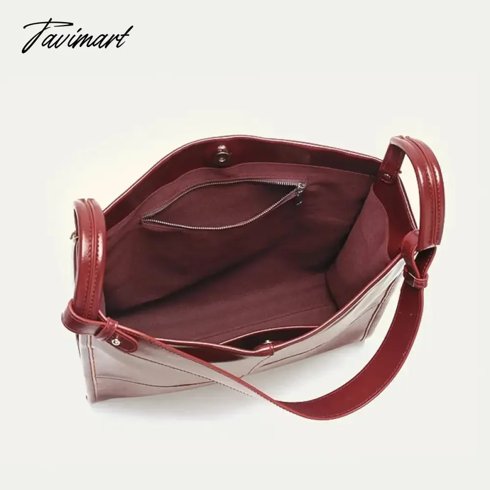 Tavimart Korean Vintage Tote Bag For Women Luxury Designer Handbag Purses 2024 New In PU Oil Wax Leather Sequined Large Capacity Shoulder