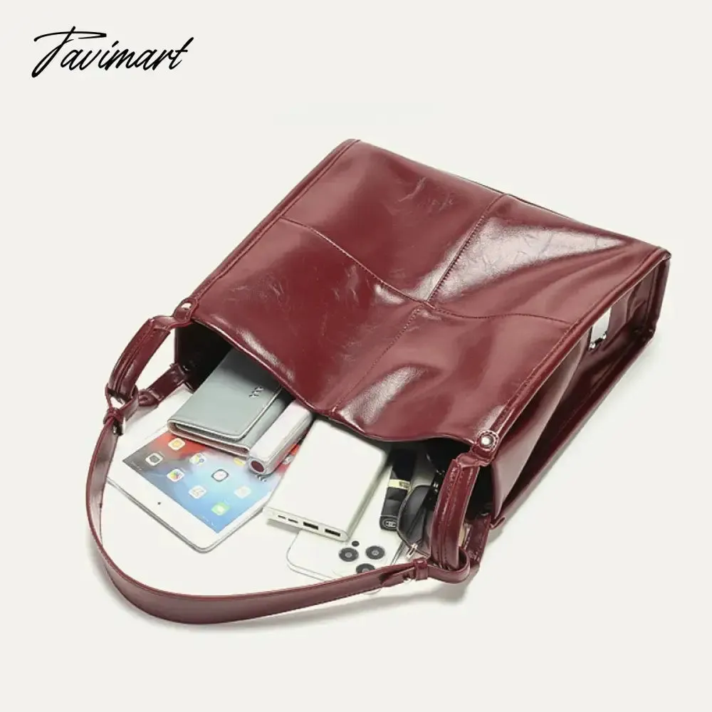 Tavimart Korean Vintage Tote Bag For Women Luxury Designer Handbag Purses 2024 New In PU Oil Wax Leather Sequined Large Capacity Shoulder