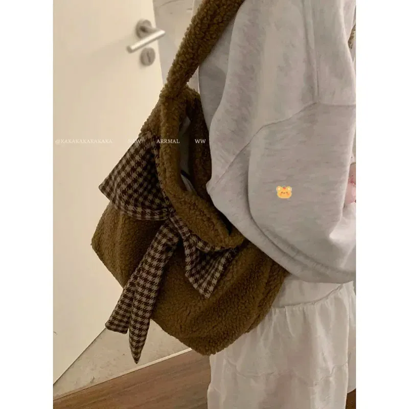 TAVIMART  -  Winter Plush Bag for Women New Korean Casual Woolen Large Capacity Crossbody Shoulder Bags