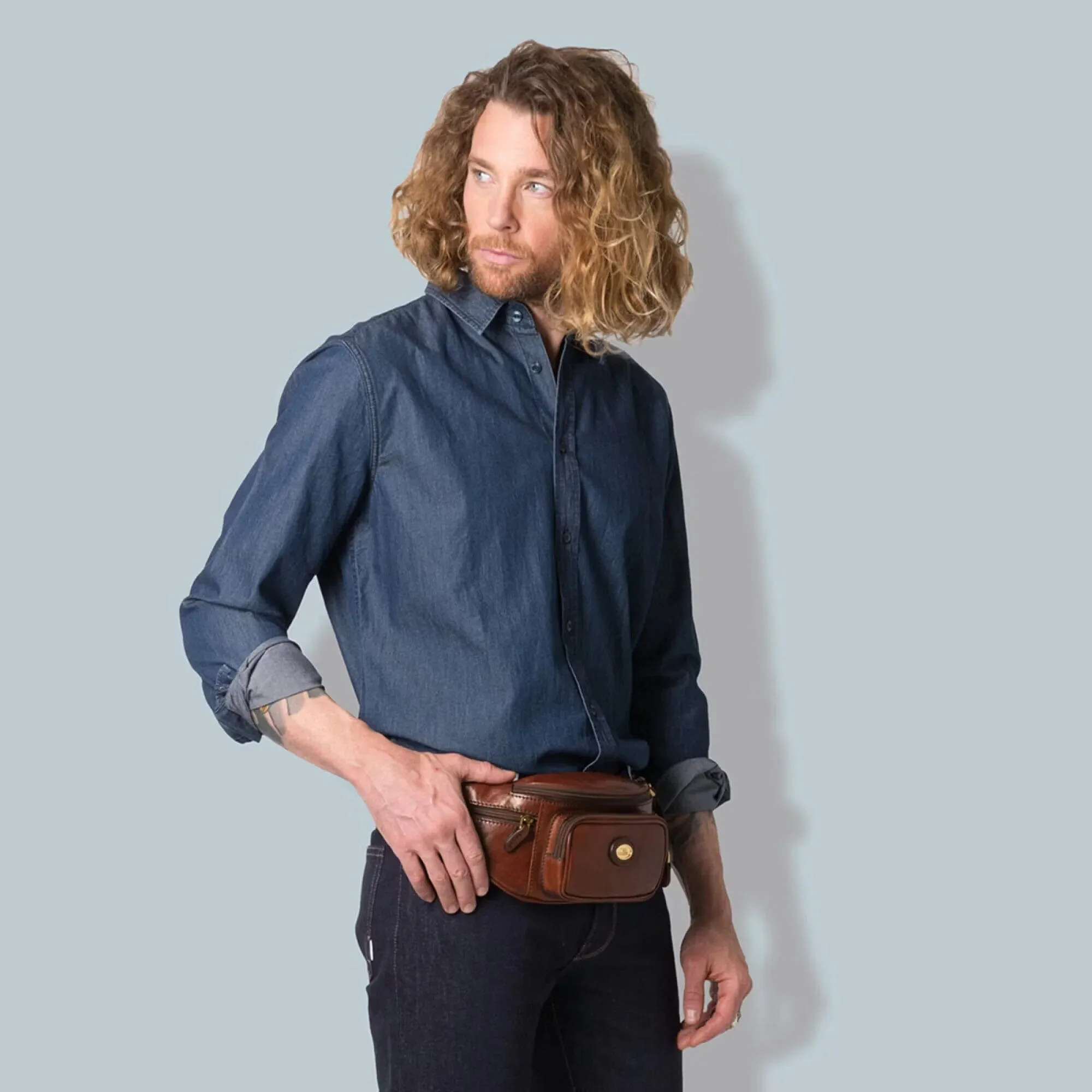 The Bridge Story Viaggio Leather Waist Pouch with Pockets