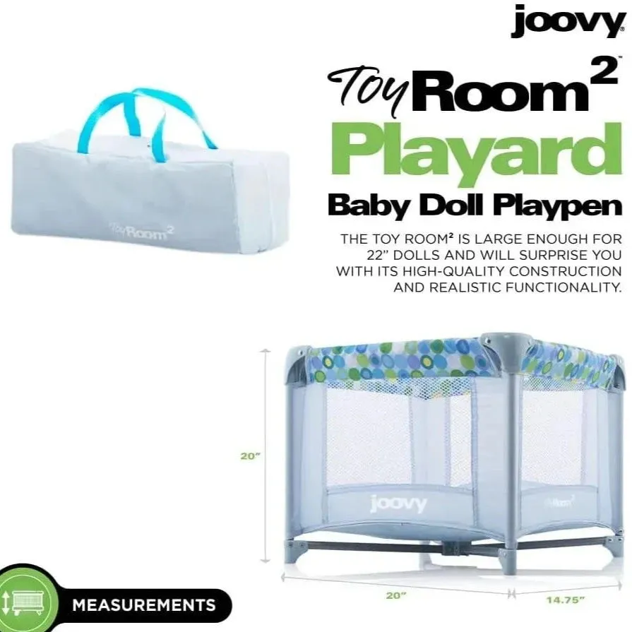 Toy Room² Playard Baby Doll Playpen, Blue Dot