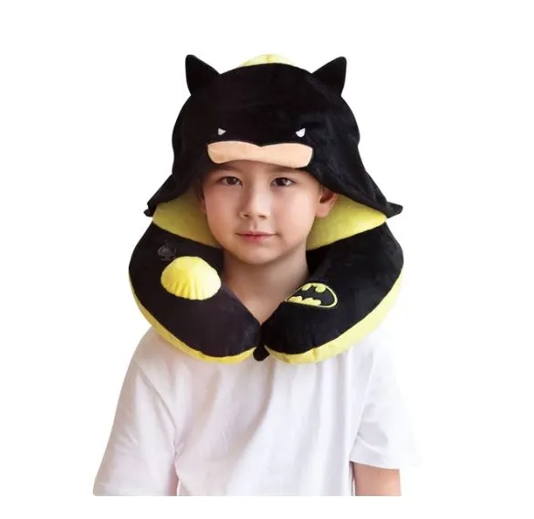 TravelMall Kid’s Justice League 3D Foldable Hood With Patented Pump Pillow - Batman