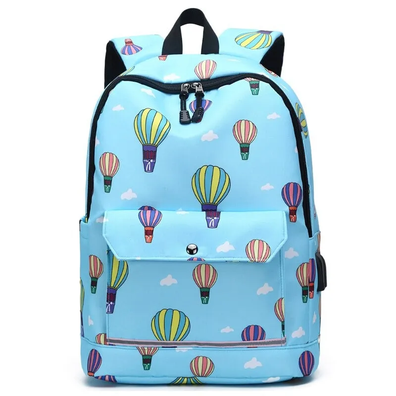 USB Charging Multi Pocket School Backpacks For Girls