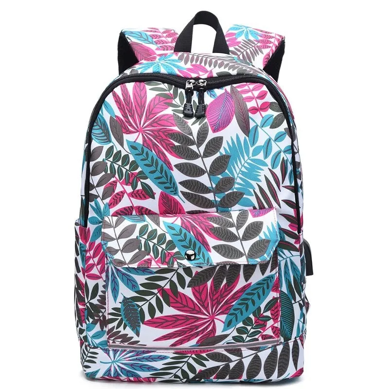 USB Charging Multi Pocket School Backpacks For Girls