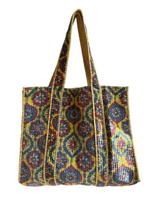 Velvet Tote- Yellow & Blue