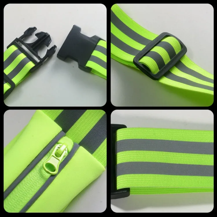 Women Men Running Bag Adjustable Reflective Waist Pouch Pack, Spec: 1 Belt 2 Arm Band(Fluorescent Green)