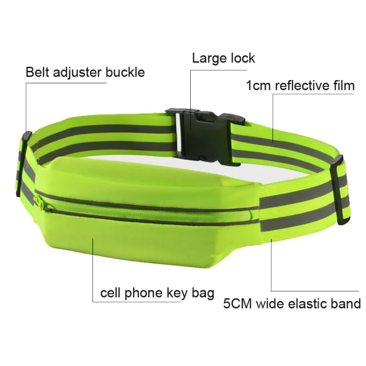 Women Men Running Bag Adjustable Reflective Waist Pouch Pack, Spec: 1 Belt 2 Arm Band(Fluorescent Green)