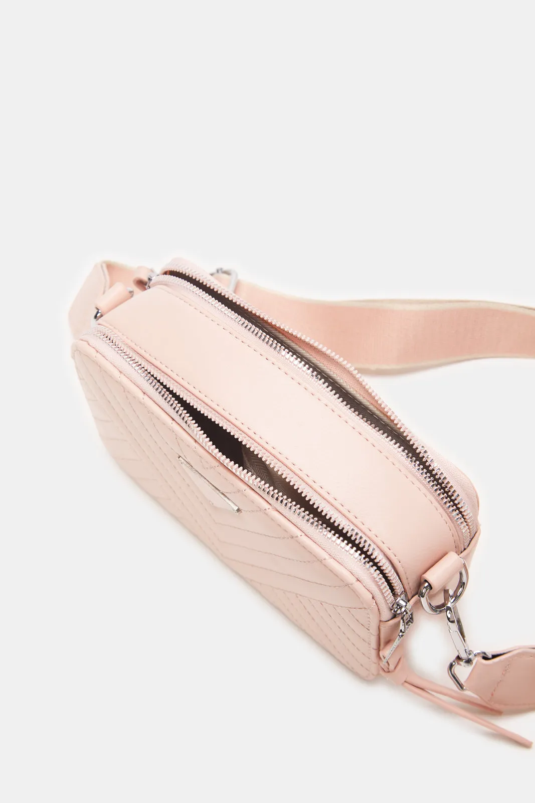 Women Pink Textured Cross Body Bag