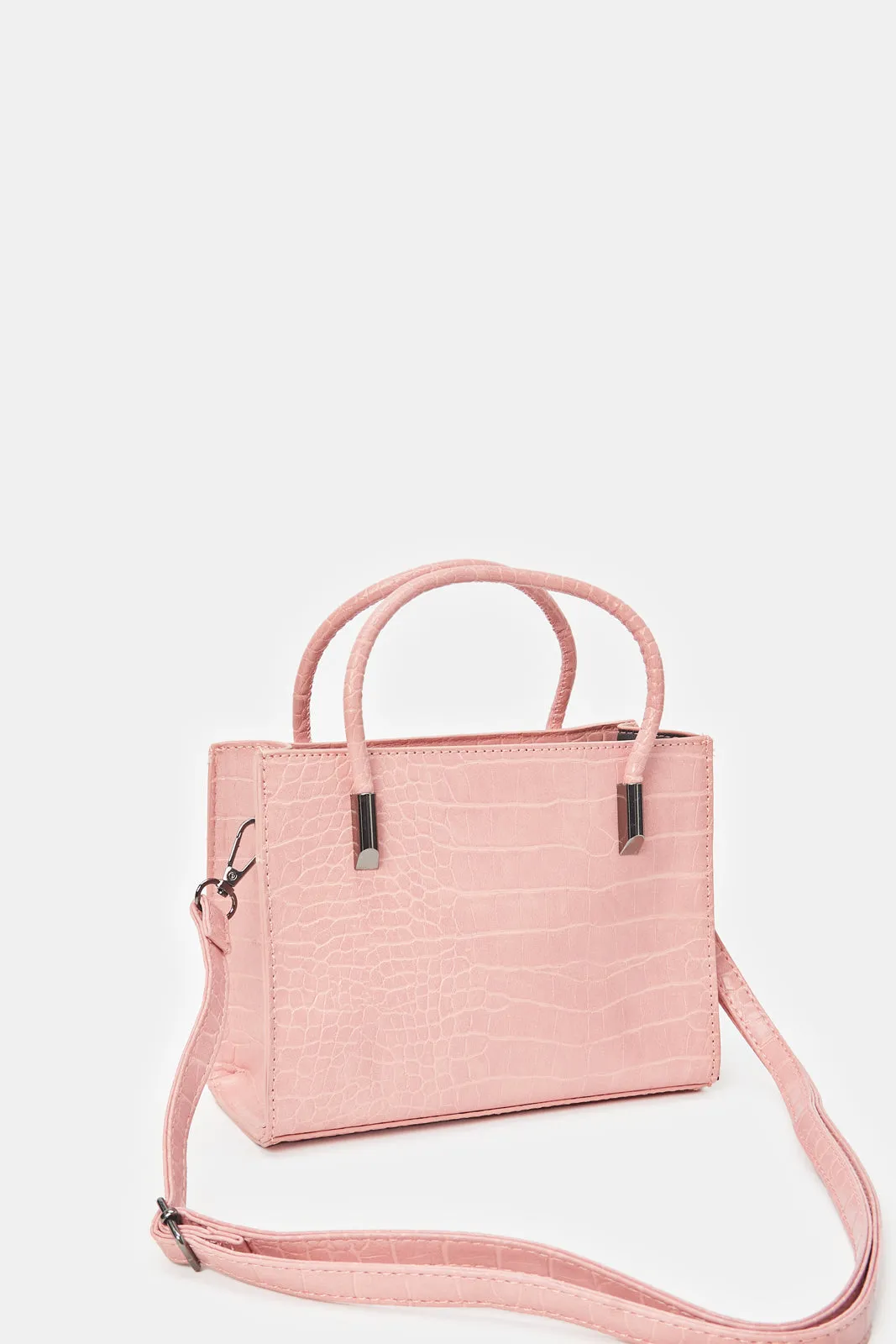 Women Pink Textured Messenger Bag