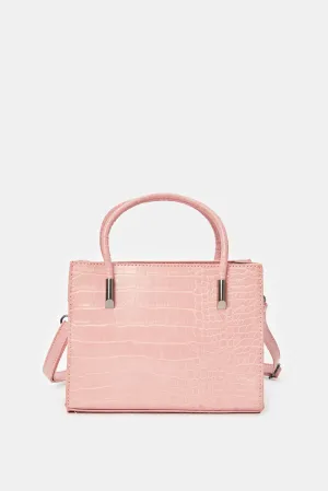 Women Pink Textured Messenger Bag