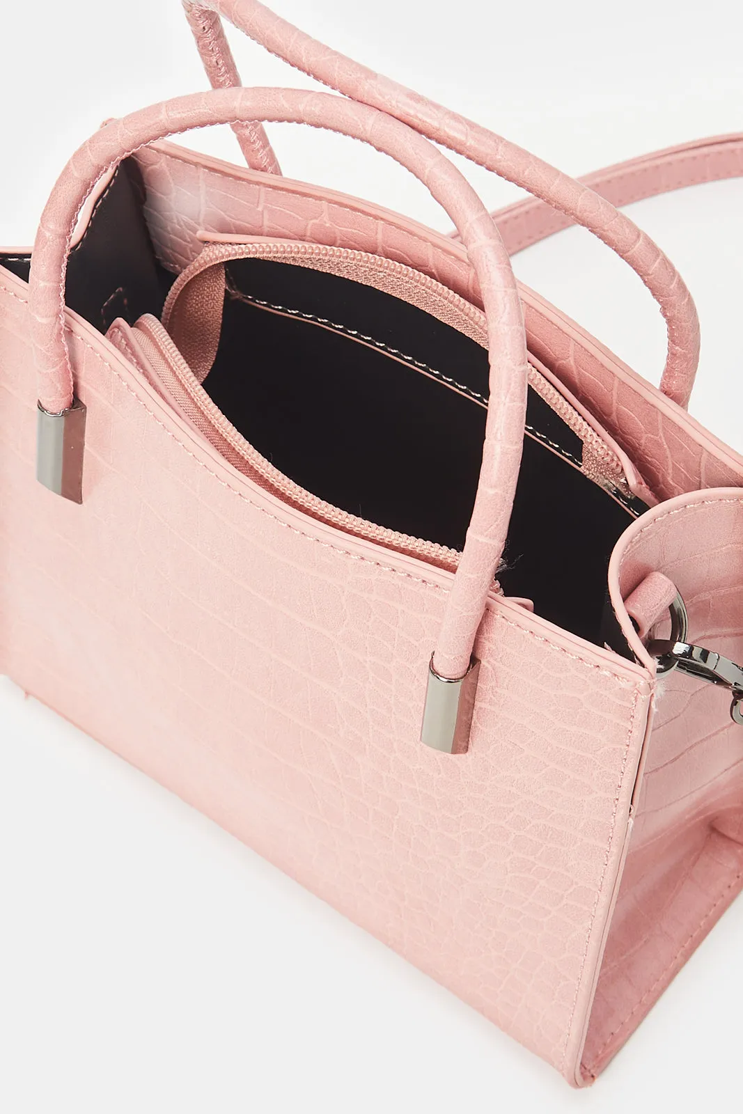 Women Pink Textured Messenger Bag