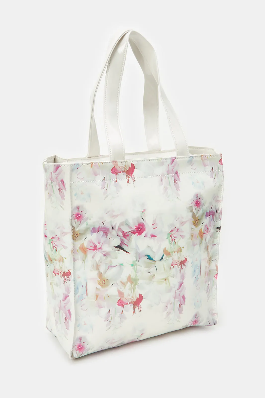 Women White Printed Shopper