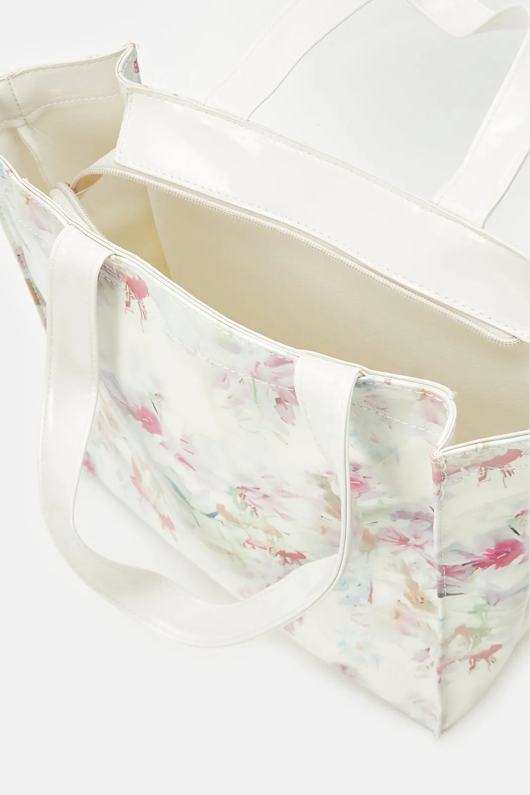 Women White Printed Shopper