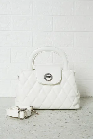 Women White Quilted Day Bag